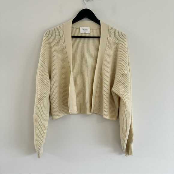 Wilfred Free Unwind Merino Wool Waist Open Cardigan XS Aritzia Butter Yellow - Picture 4 of 12